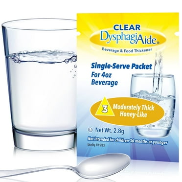 Clear DysphagiAide Liquid and Food Powder Thickener Packets, Leve3 20 Ct, Moderately Thick (level 3), Liquid thickener for dysphagia