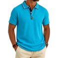 thumbnail image 2 of Mens Polo Shirts Comfort Short Sleeve Cotton Pique 3 Buttons Golf Shirts Classic Fit Casual Performance T-Shirt Blue 2XL, 2 of 9