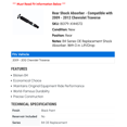 thumbnail image 2 of Rear Shock Absorber - Compatible with 2009 - 2012 Chevy Traverse 2010 2011, 2 of 2