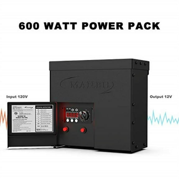 Malibu 600 Watt Power Pack with Sensor Photo Cell and Weather Shield for Low Voltage Landscape Lighting Spotlight Outdoor Transformer 120V Input 12V Output 8100-0600-01