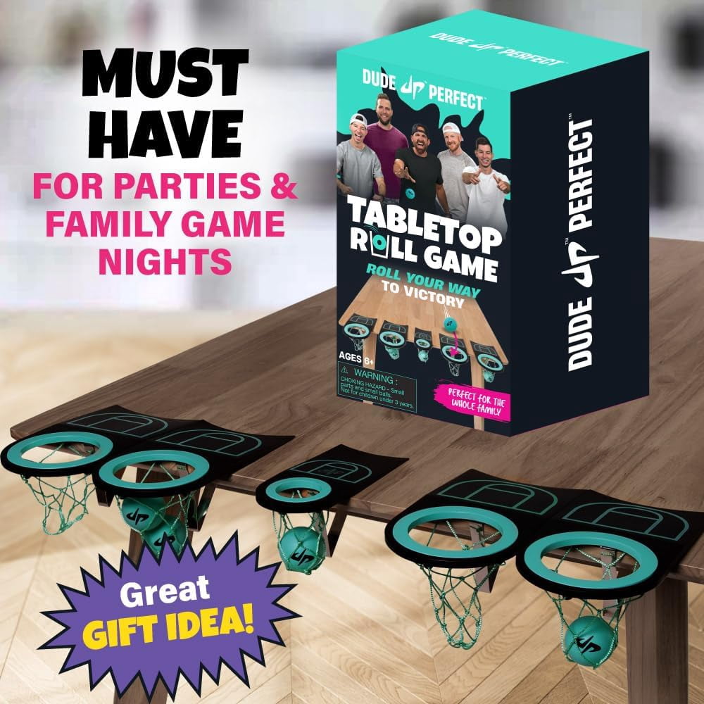 Dude Perfect Tabletop Roll, a Target Toss Game, for Kids and Adults, Great for Family and Friend Game Night, Perfect for a Gift and Parties, Ages 6+