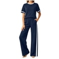 thumbnail image 2 of Womens Summer Two Piece Sets Sportswear Wide Leg Pants Casual Sports Set Travel Vacation Short Sleeve Sets Matching Sets Women Clothing, 2 of 7