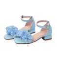 thumbnail image 4 of JAJAHO Girls Dress Shoes Floral Princess Low Heel Summer Sandals Ankle Straps Open Toe Girl Wedding Party Shoes, 4 of 5