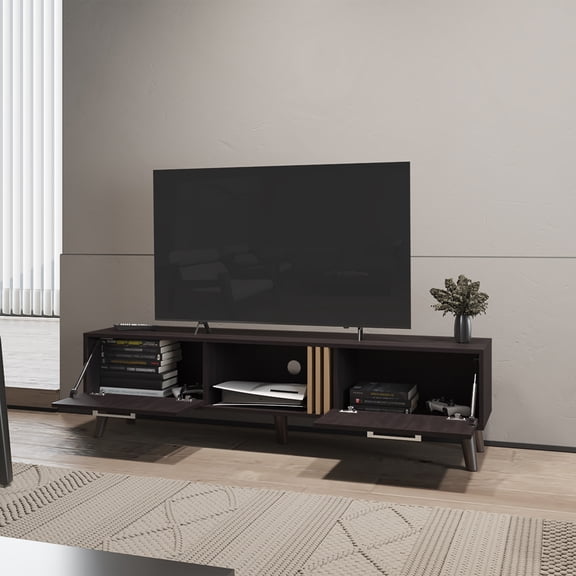 XIZE TV Stand in Black and Light Oak