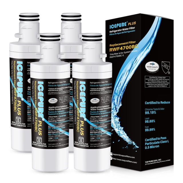 Filtro de agua ICEPURE PLUS ADQ747935 certificado, paquete de 4