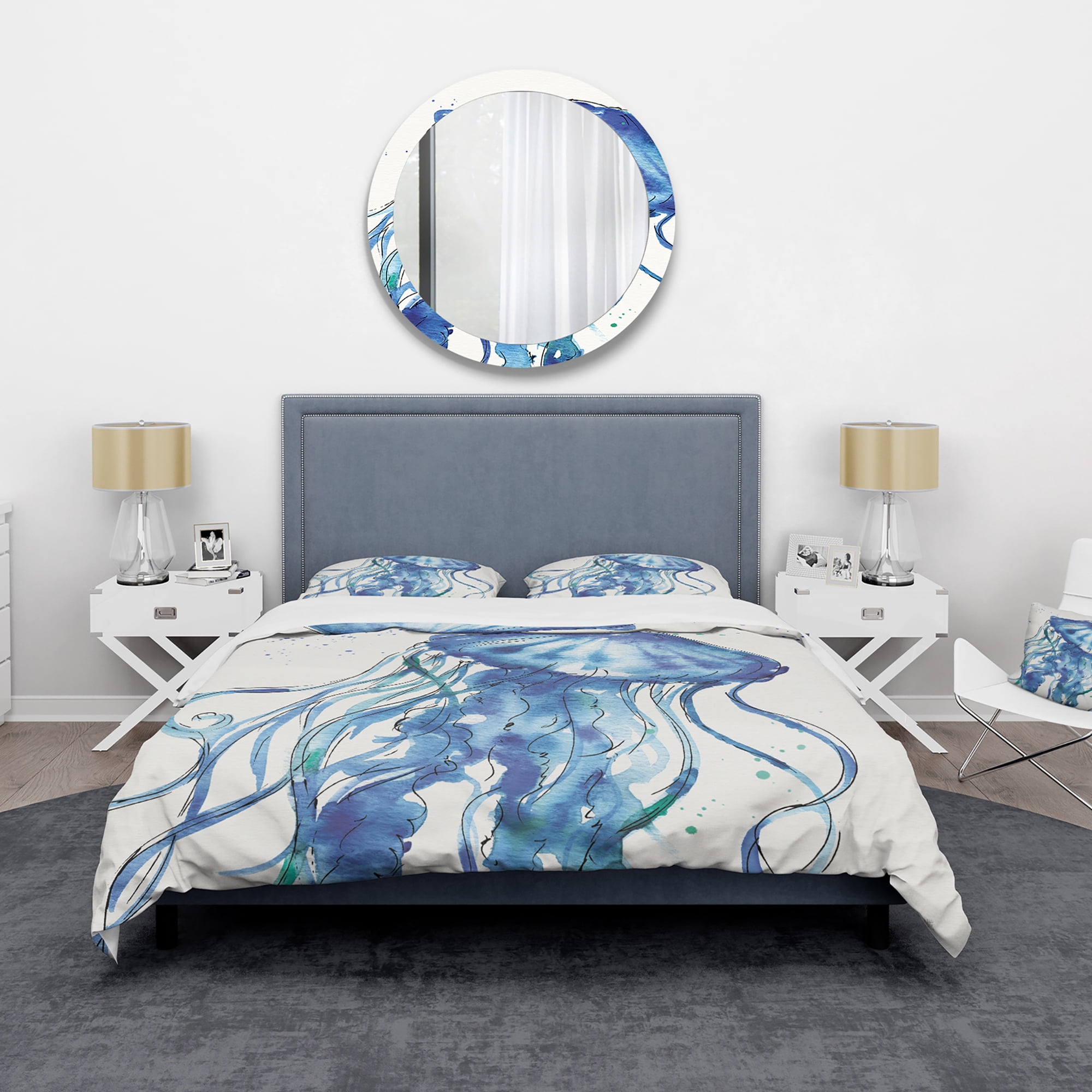 Designart 'Blue Deep Sea X' Coastal Duvet Cover Set
