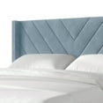 thumbnail image 4 of Castle Place Sophisticated Wingback Velvet Upholstered Full Platform Bed, Light Blue, 4 of 11