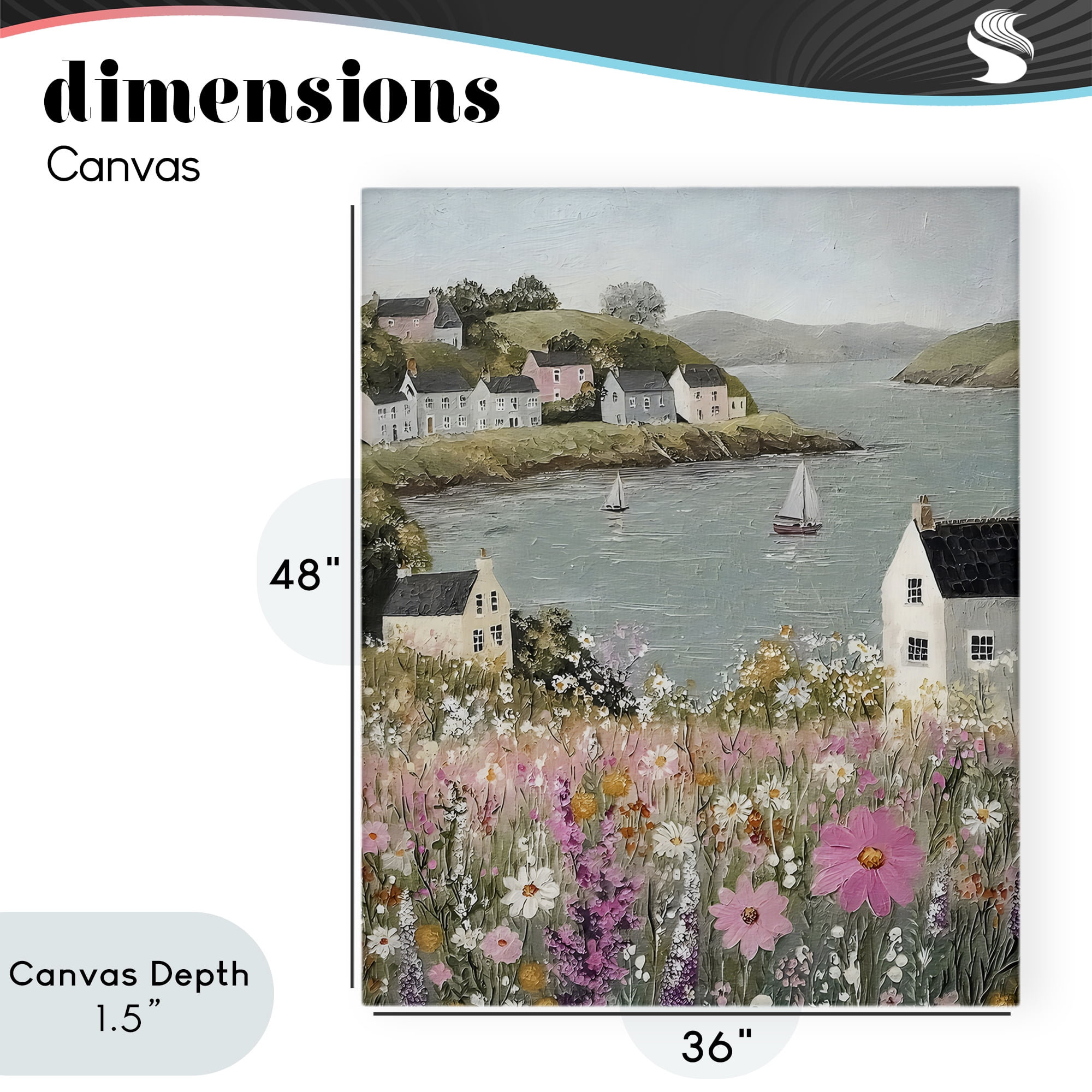 Stupell Industries Seaside Cottages & Sailboats Canvas Wall Art, design by Riley B