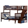 thumbnail image 2 of HomeStock Coastal Charm Staircase Bunk with Turbo Charger, Space-Saving Design with Built-in Charging Station-Color:Walnut,Size:Twin over Full, 2 of 7