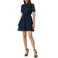 thumbnail image 1 of INSPIRE CHIC Robe Chemise Décontractée à Manches Courtes Unie pour Femmes P Bleu Foncé, 1 of 6