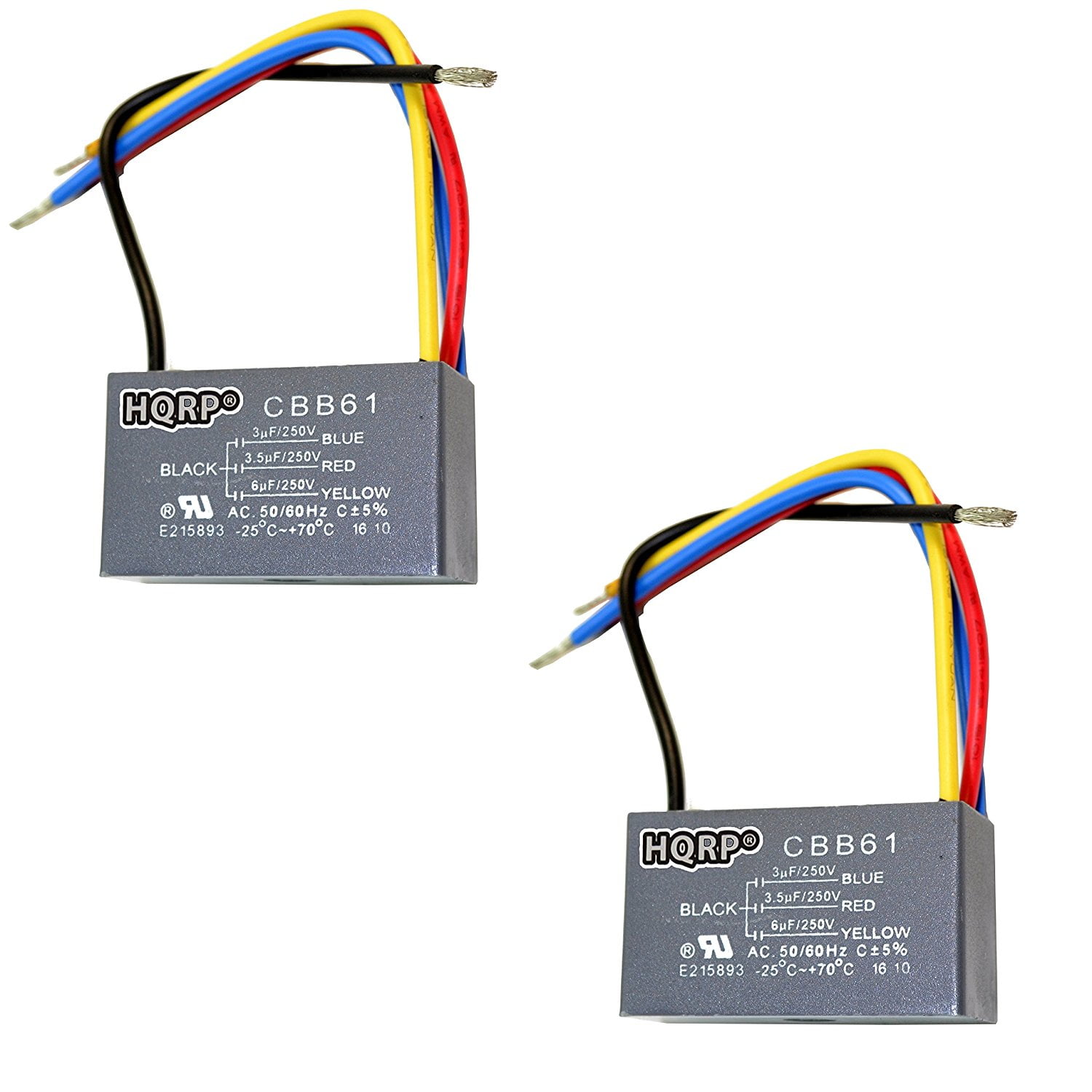 Capacitors Hqrp Ceiling Fan Capacitor Cbb61 3uf 3 5uf 6uf 4