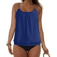 thumbnail image 7 of zaveiop Tankini Swimsuits for Women Blouson Swim Tops with Bikini Bottoms Athletic Two Piece Bathing Suits Double Up Swimwear (Navy11, XL), 7 of 7