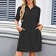 thumbnail image 1 of mfyjkho Vestidos casuales para mujer, Vestido de verano para mujer, informal, con escote en V, manga corta, solapa y bolsillos Vestidos de fiesta para mujer s, 1 of 9