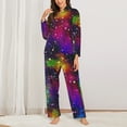 thumbnail image 3 of Bingfone Womens Pajama Sets Bright Universe Print,Long Sleeve Loungewear Pajamas Set-Large, 3 of 9
