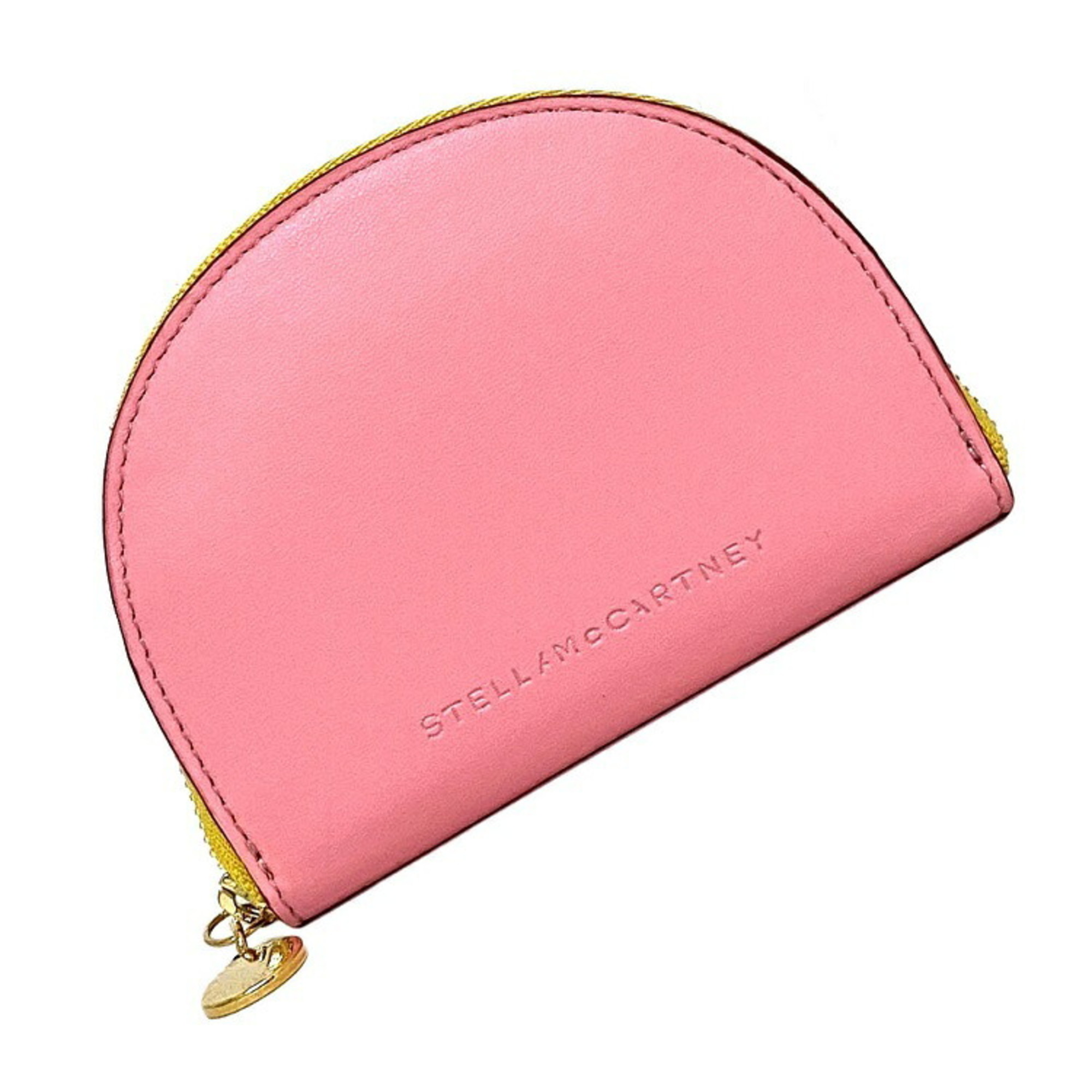 Authenticated Used Stella McCartney coin case pink yellow gold 700258 w8857  6601 leather STELLA McCARTNEY purse half moon wallet compact