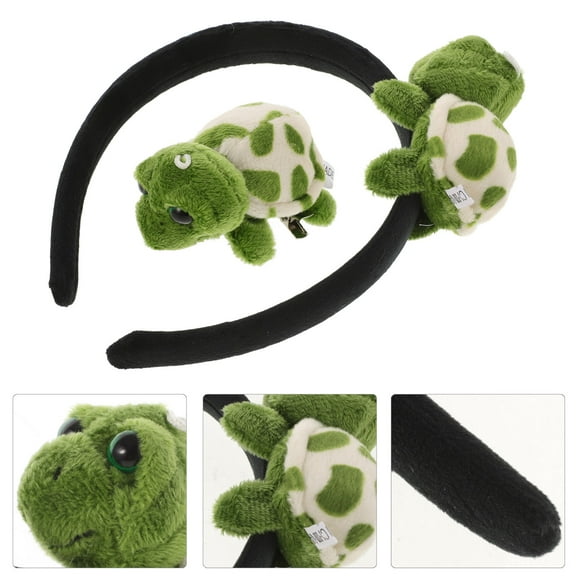 ULTNICE 1Set Creative Turtle Headband Plush Fabric Green for Costume and Holiday Events