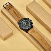 BENYAR Mens Quartz Watches Chronograph Leather Sports 42mm Wrist Watch for Men Casual Design Wristwatch