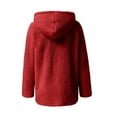 thumbnail image 6 of jtjvou Winter Fleece Jacket Women Long Sleeve Zip Up Coats 2025 Fall Warm Fuzzy Hooded Jackets with Pockets Red L, 6 of 6