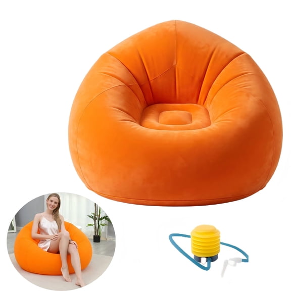 Inflatable Bean Bag Chair for Adults, Blow Up Lazy Sofa Lounge with Portable Folding Design, Comfortable Movie Night Chair for Reading Room, Bedroom, Living Room, Camping