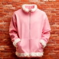 thumbnail image 5 of Zanarzt Girls Sweatshirts Girls Polar Fleece Jacket Kids Full Zip Lightweight Fall Spring Coat Outerwear with Pockets Pink,4-5 Years, 5 of 6