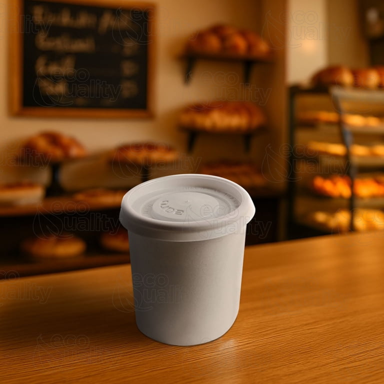 [50 PACK] 4 oz White Disposable Paper Coffee Espresso Cups with White Lids  - White Paper Disposable Coffee Hot Tea Cups Espresso - Bio Degradable Eco  ...