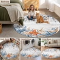 thumbnail image 6 of Ocean Starfish Round Living Room Rugs 5 ft, Watercolor Eucalyptus Leaves Shell Board Washable Area Rug with Non-Slip Sturdy Edge Binding Round Carpet for Entryway Kitchen Bedroom Bathroom, 6 of 9