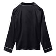 thumbnail image 6 of larppty Pajama Set for Kid Baby Boy Girl Button-up Silk Pajama Sleepwear Nightwear Loungewear Clothes Set Gifts for Kids (7-8 Years,Black), 6 of 7