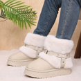 thumbnail image 4 of Womens Winter Snow Boots Thick Soled Extra Thick Warm Anti-Slip Fashion Fuzzy Shoes Beige 6.5, 4 of 7