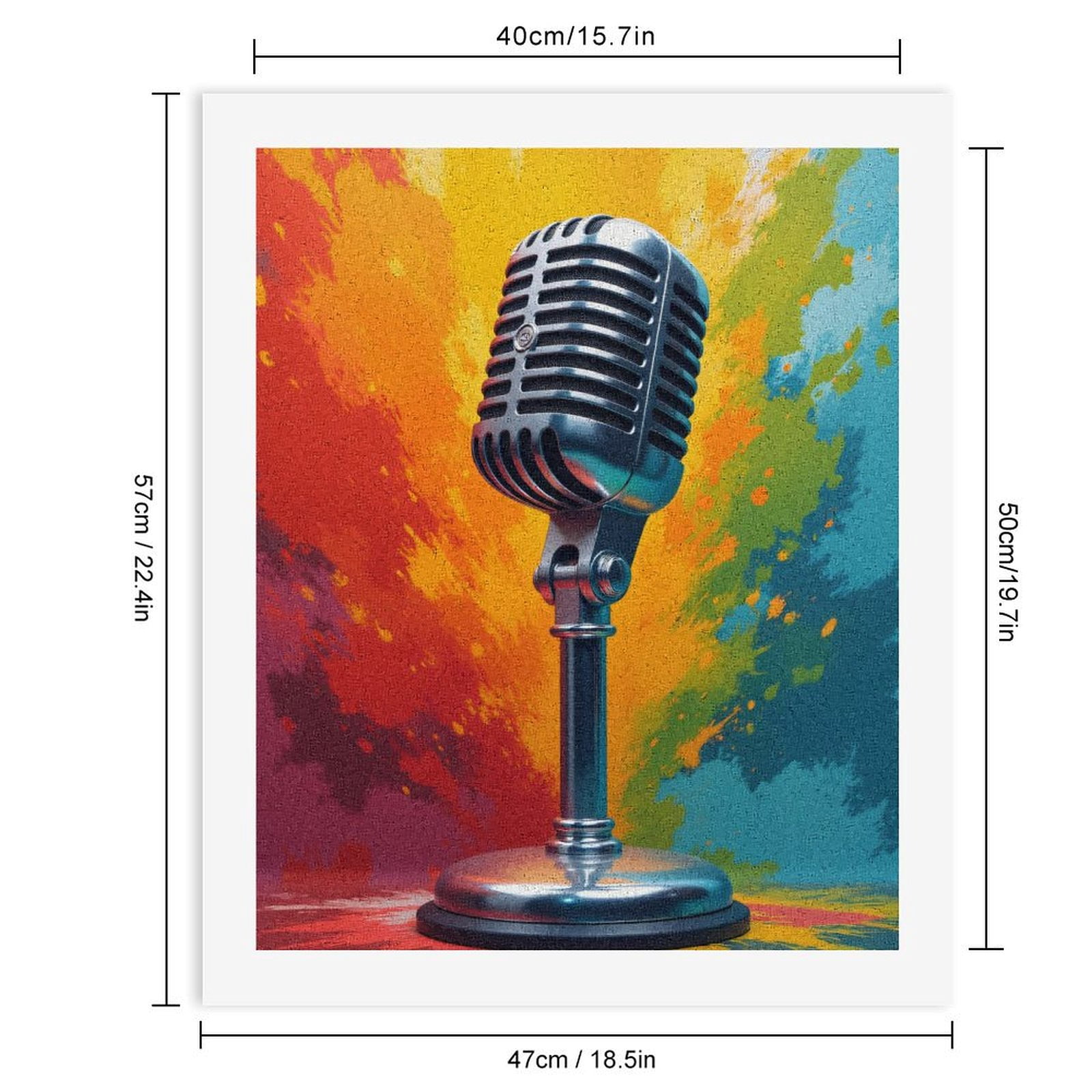 Paint by Numbers Kit for Adults, Retro Microphone Colorful Splash Paint by Numbers, Easy Paint by Numbers Kit for Adults Beginner, DIY Adult Paint by Number Kits on Canvas, Home Decor