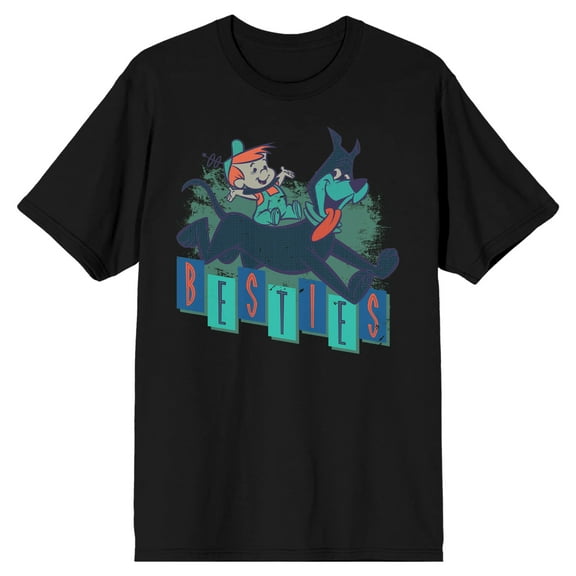 Jetsons Besties Elroy And Astro Men's Black T-shirt