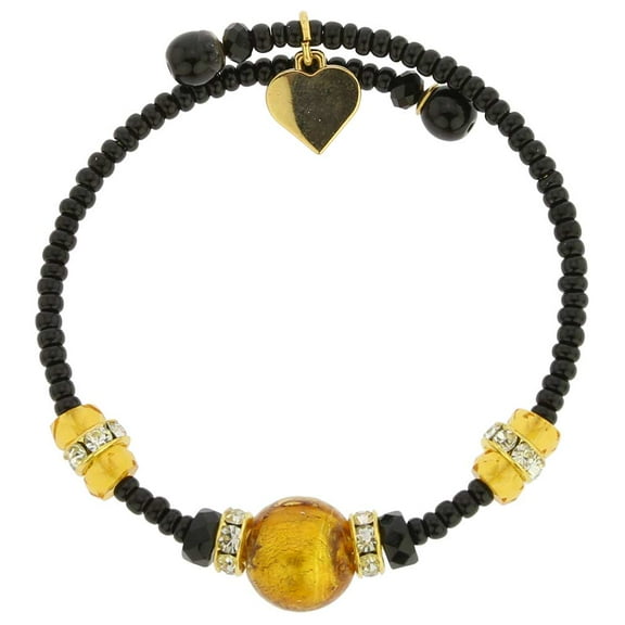 GlassOfVenice Carino Murano Glass Bracelet - Topaz Black