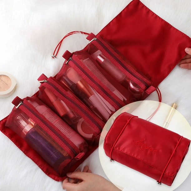 RollUp Makeup Bag Toiletry Kit Removable Mesh Cosmetics Storage Bags