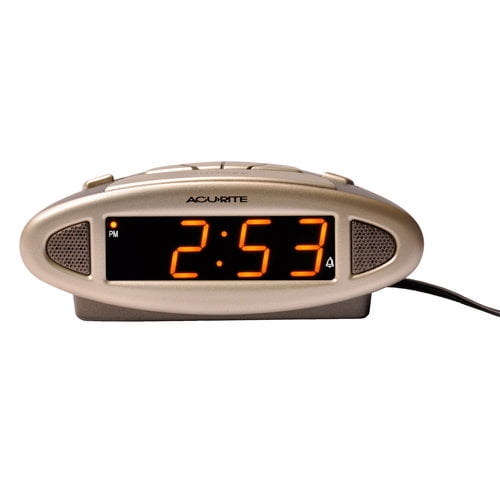 AcuRite Big and Loud Electric IntelliTime Alarm Clock, Silver