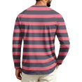 thumbnail image 4 of Dwelliawo Men's Long Sleeve Striped Shirts Crew Neck Spring Fall Casual T-Shirts Regular Fit Soft Basic Tops Pink 4xL, 4 of 4
