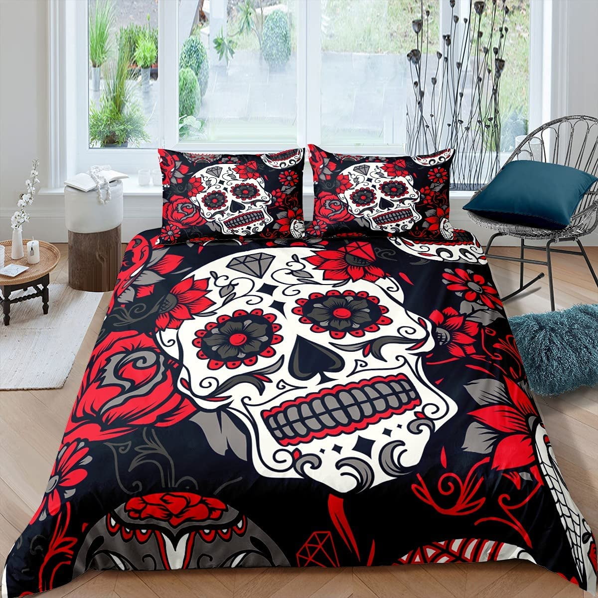 sugar skull quilt cover