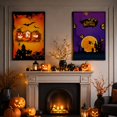 thumbnail image 3 of Halloween Poster with Spooky Witch Pumpkin Print, Themed Decor for Indoor Halloween Party, Purple Hanging Wall Decoration, 3 of 4