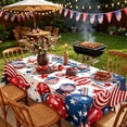thumbnail image 5 of XGFHYJEH 4th of July Tablecloth, Patriotic Memorial Day Decor Print Table Cloth Round, Independence Day Decorations Red Blue and White Washable Tablecloths for Party Dinner, 150*200cm, 5 of 5