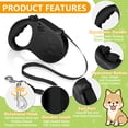 thumbnail image 3 of Mowis Retractable Dog Leash, 16ft Dog Walking Leash for Small Dogs up to 77lbs, Non-Slip Handle - Black, 3 of 7
