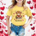 thumbnail image 2 of XEGLSBU Girls Short Sleeve Shirts Size 6 Valentine's Day Children's Short Sleeve Top Printed T Shirt Casual Shirt Yellow Size 3-4 Years, 2 of 4