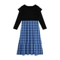 thumbnail image 3 of Abcomgle Girls Dresses Size 10-12 Casual Patchwork Ruffle Long Sleeve Girls Long Dresses Plaid Crew Neck Sundresses Summer Tiered Dresses with Pockets,9-10 Years Blue, 3 of 3