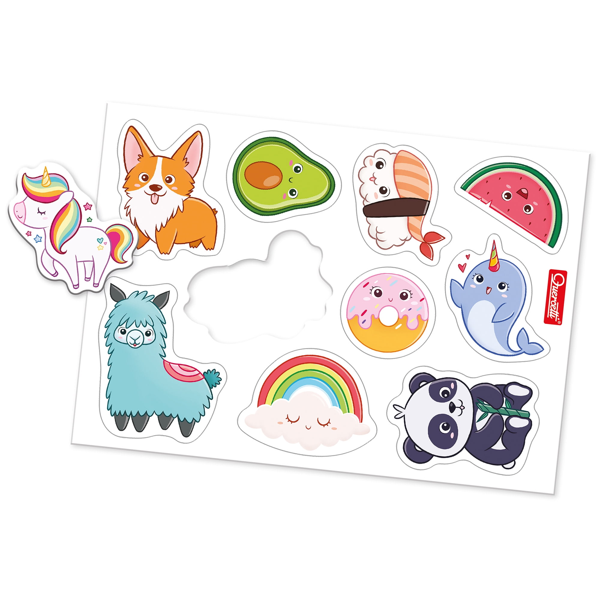 Quercetti: Magnetic Tablet - Double-Sided Magnet-White Board, Letters-Animals-Food Themed Magnets, Spelling Learning Tool, Educational Toy, Kids 4+