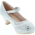 thumbnail image 7 of Link Cassie-28K Girls Rhinestone Platform Peagent Dress Shoes, Silver, 2, 7 of 7