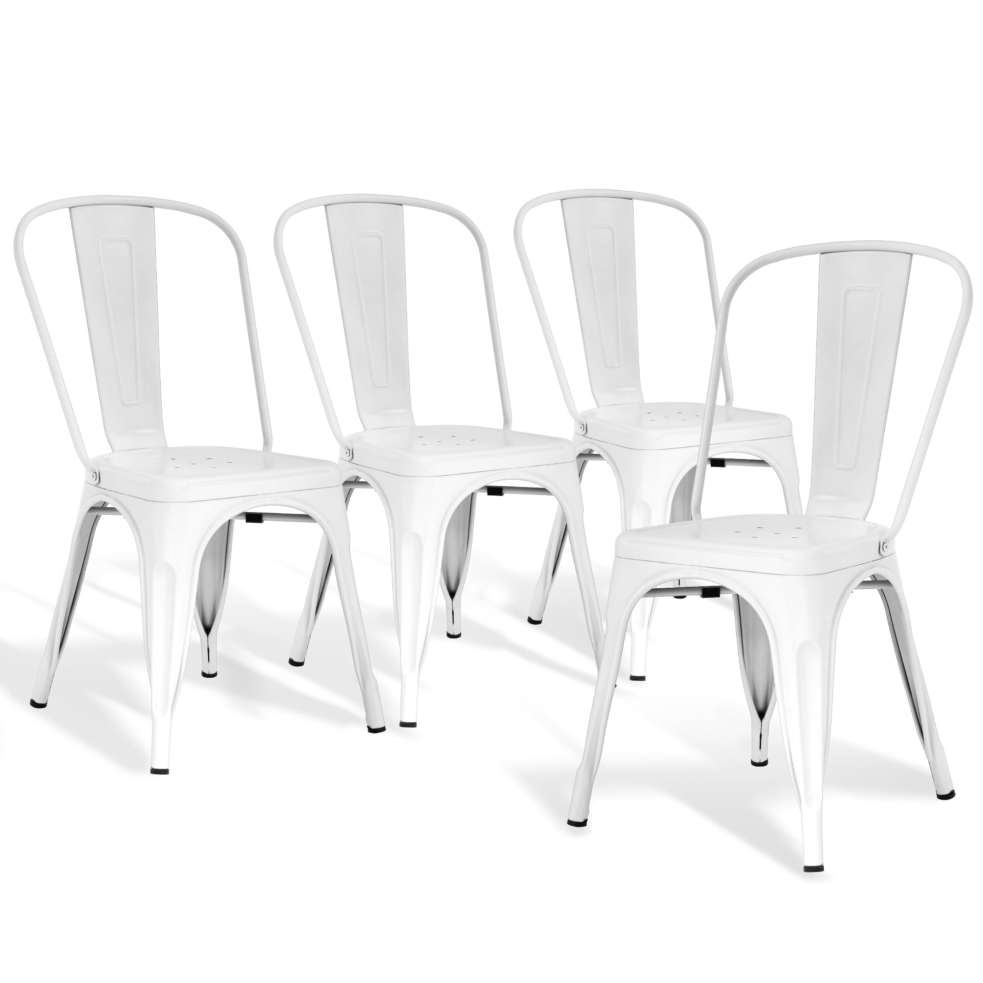 CL.HPAHKL Dining Chairs Set of 4, Metal Kitchen Chairs 330LBS Weight Capacity, Stackable Indoor Outdoor Chairs for Kitchen Dining Room Café Restaurant Bistro Patio Bar Chairs, Cream