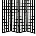 thumbnail image 4 of Wooden 4 Panel Foldable Window Pane Screen with Grid Design, Black, 4 of 4