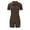 Coffee, variant on Timegard Ribbed Rompers for Women Short Sleeve Drop Shoulder Lapel V Neck Short Bodysuit Slim Fitting Outfits