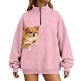 thumbnail image 5 of Shadoumai Cat Pouch Hoodie for Women Half Zip Kangaroo Pocket Dog Pouch Sweatshirts Pet Carrier Pullover Animal Holder Long Sleeve Tops, 5 of 9