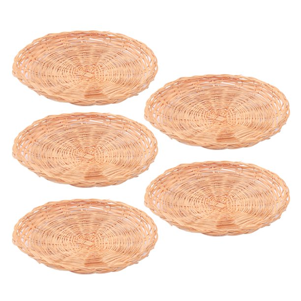 ckepdyeh 5 Pcs Bamboo Paper Plate Holder 10 Inch Round Woven Plate