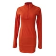 thumbnail image 5 of KOMOO Women Bodyocn Mini Dress Solid Color Zipper Deep VNeck Long Sleeve Tight Dress Plus Size, 5 of 6