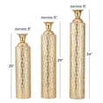 thumbnail image 4 of DecMode 34", 29", 25"H Tall Distressed Metallic Gold Metal Vase with Growing Vine Pattern, Set of 3, 4 of 13
