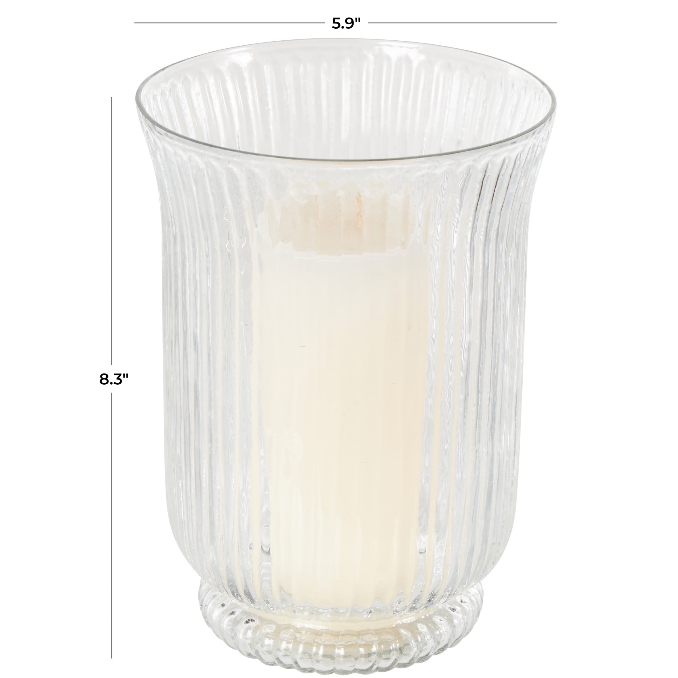 DecMode 8" Ribbed Glass Vase
